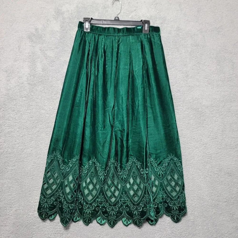 Vintage Cloak of Many Colors Liberty Lucrezia Green Velvet Top & Skirt Size 12‎ - Picture 2 of 14